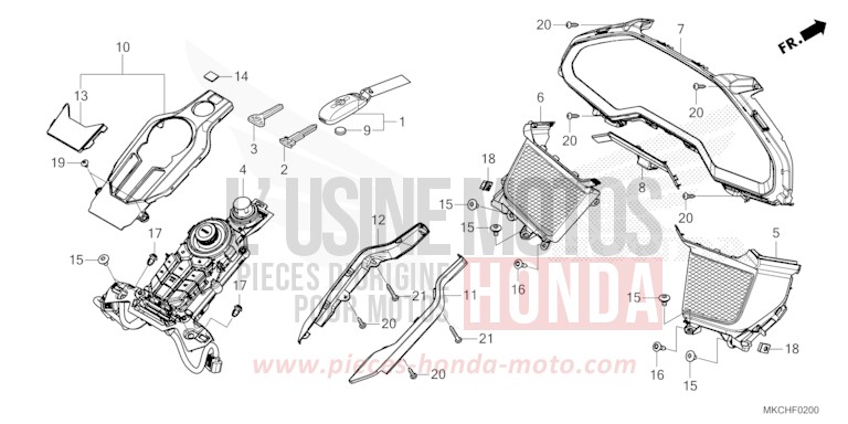 METER PANEL/SWITCH PANEL/KEY SET for Gold Wing GUNMETAL BLACK METLLIC (NHC52B) from 2021